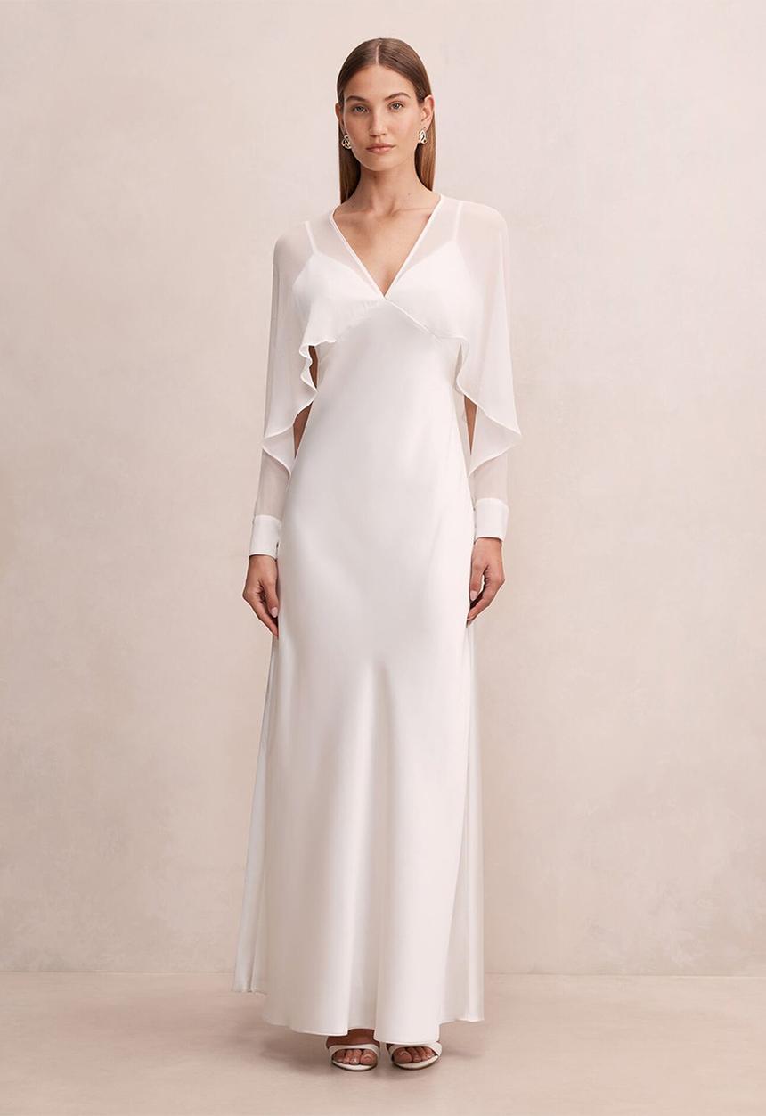 Electra sleeve cape maxi dress in bridal white Forever New Formal ...