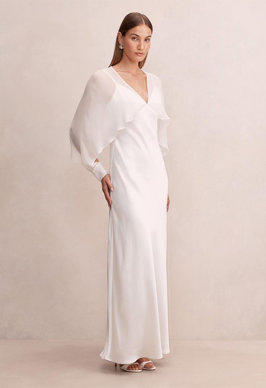 Electra sleeve cape maxi dress in bridal white Forever New Formal ...