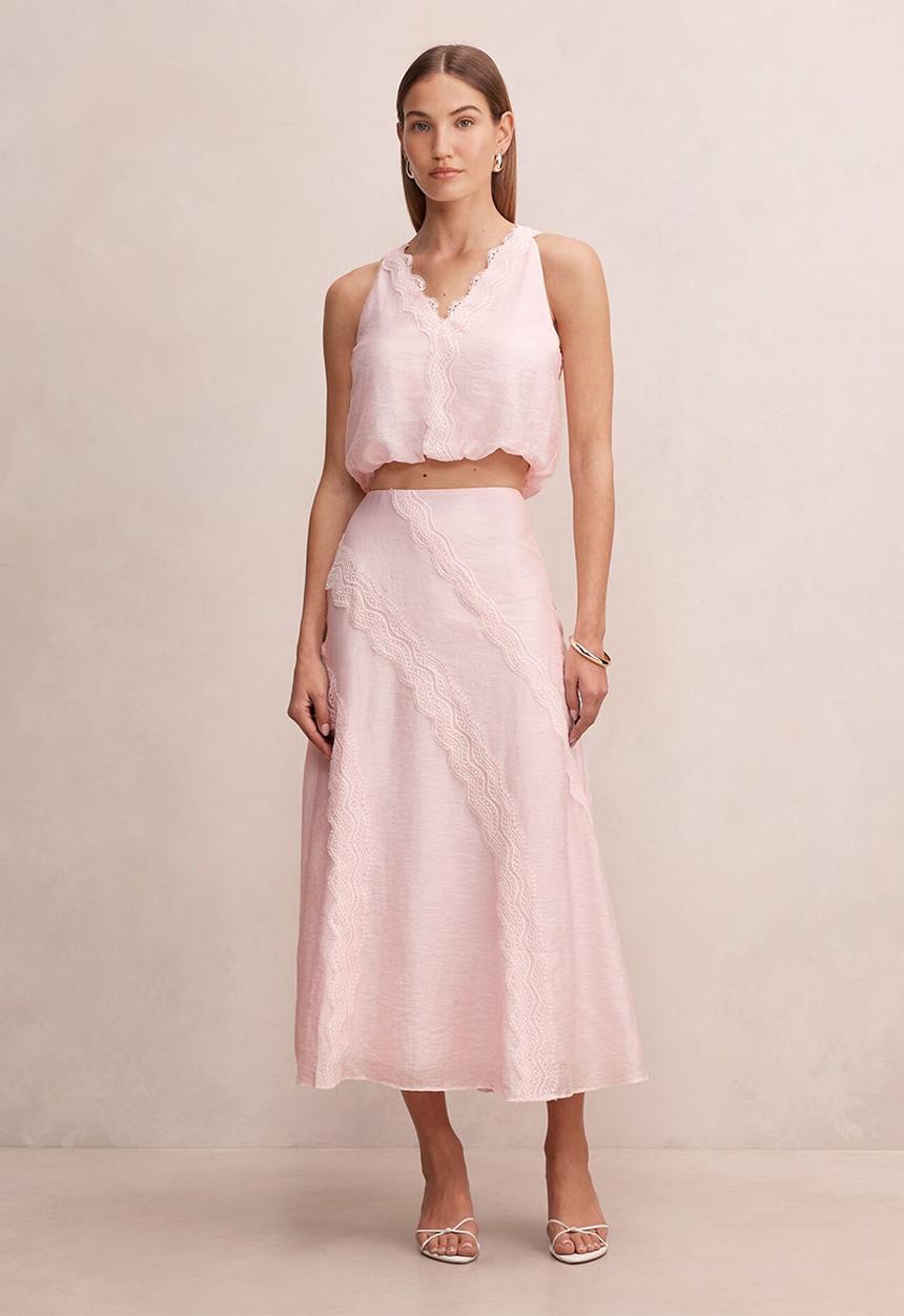 Forever New - Maeve lace tie top in primrose pink co-ord