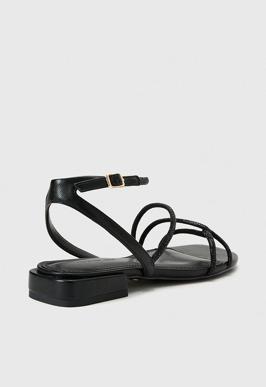 Forever New - Dominique 2 diamante strap flat pm sandal in black