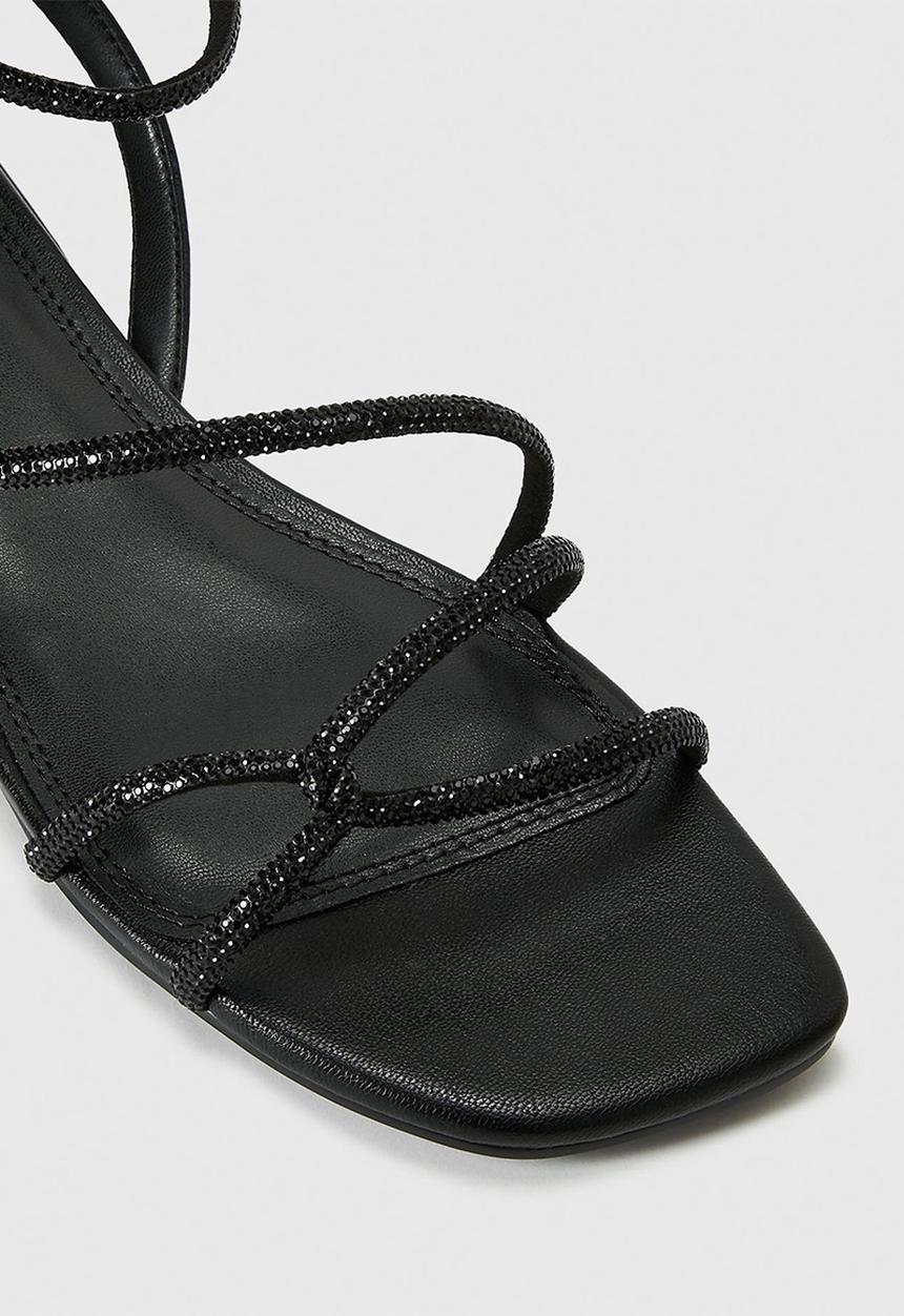 Forever New - Dominique 2 diamante strap flat pm sandal in black