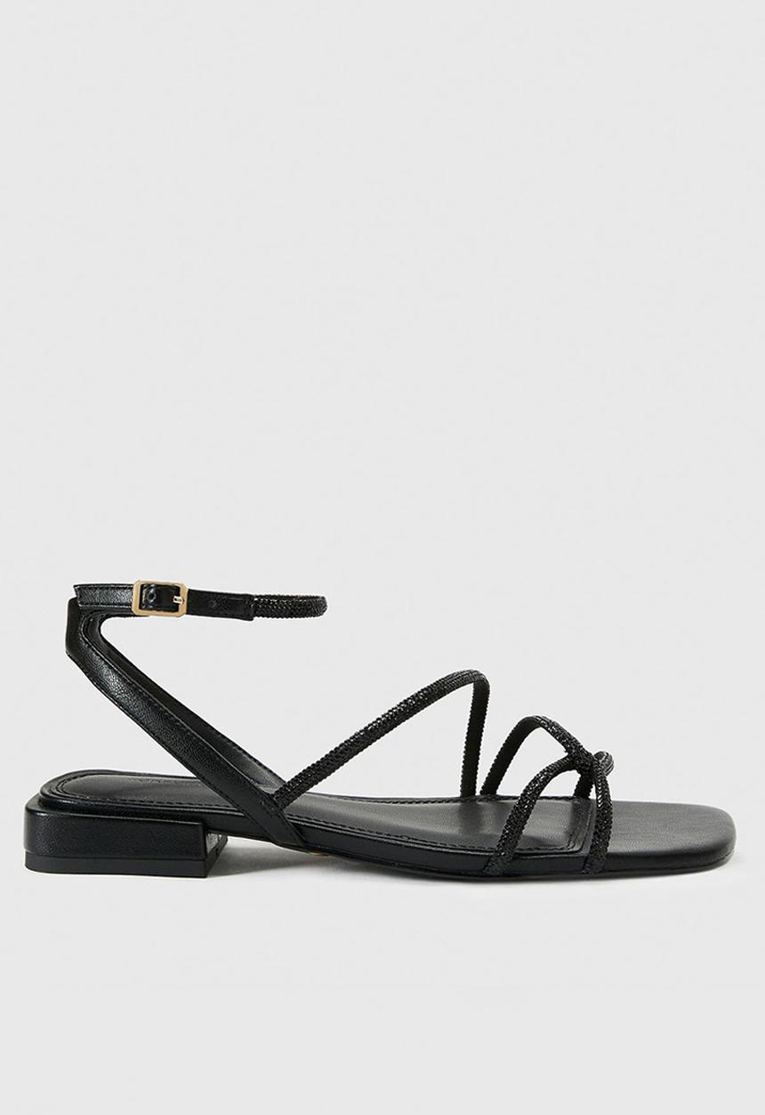 Forever New - Dominique 2 diamante strap flat pm sandal in black