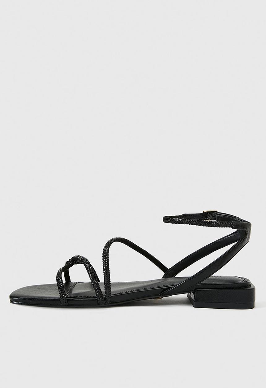 Forever New - Dominique 2 diamante strap flat pm sandal in black