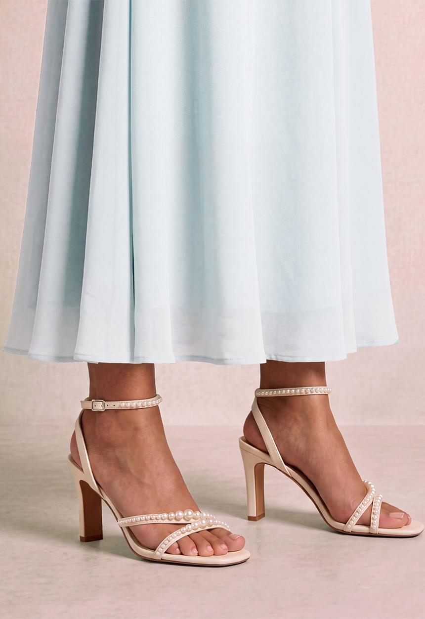Forever New - Leighton pearl trim strappy heel in ivory