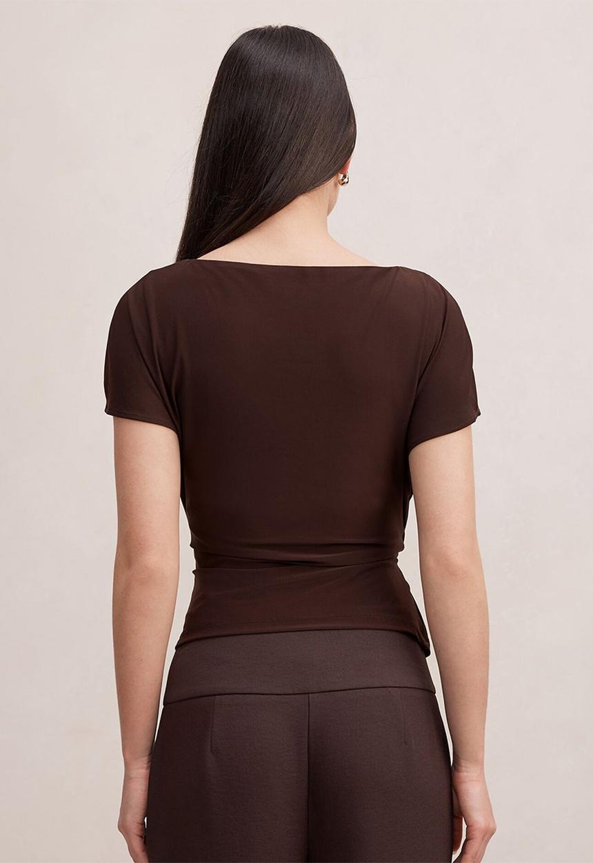 Forever New - Celine tie detail top in decadent chocolate