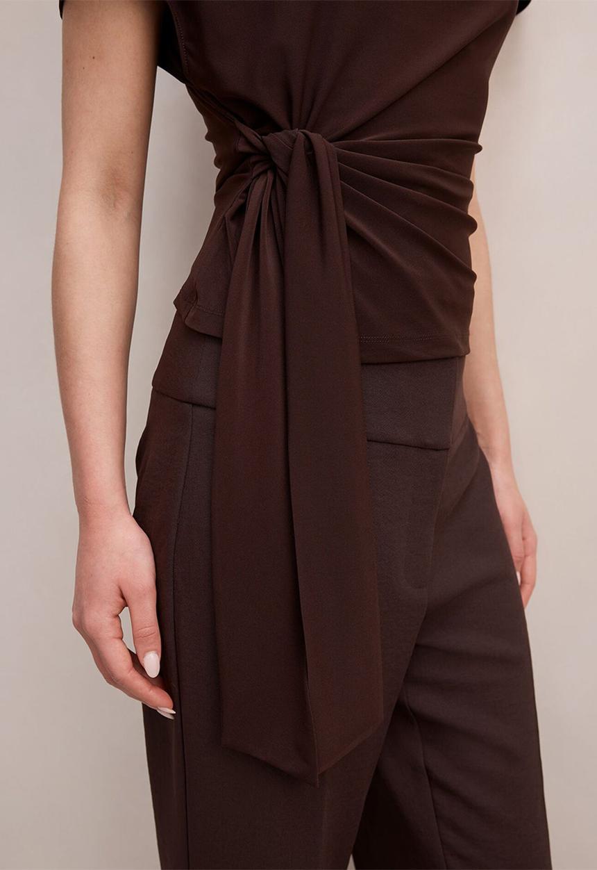Forever New - Celine tie detail top in decadent chocolate