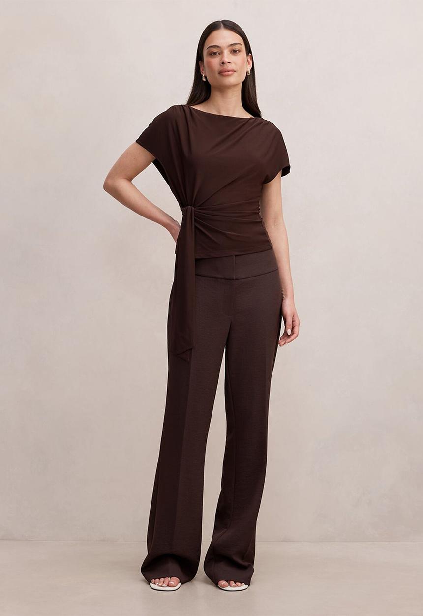 Forever New - Celine tie detail top in decadent chocolate