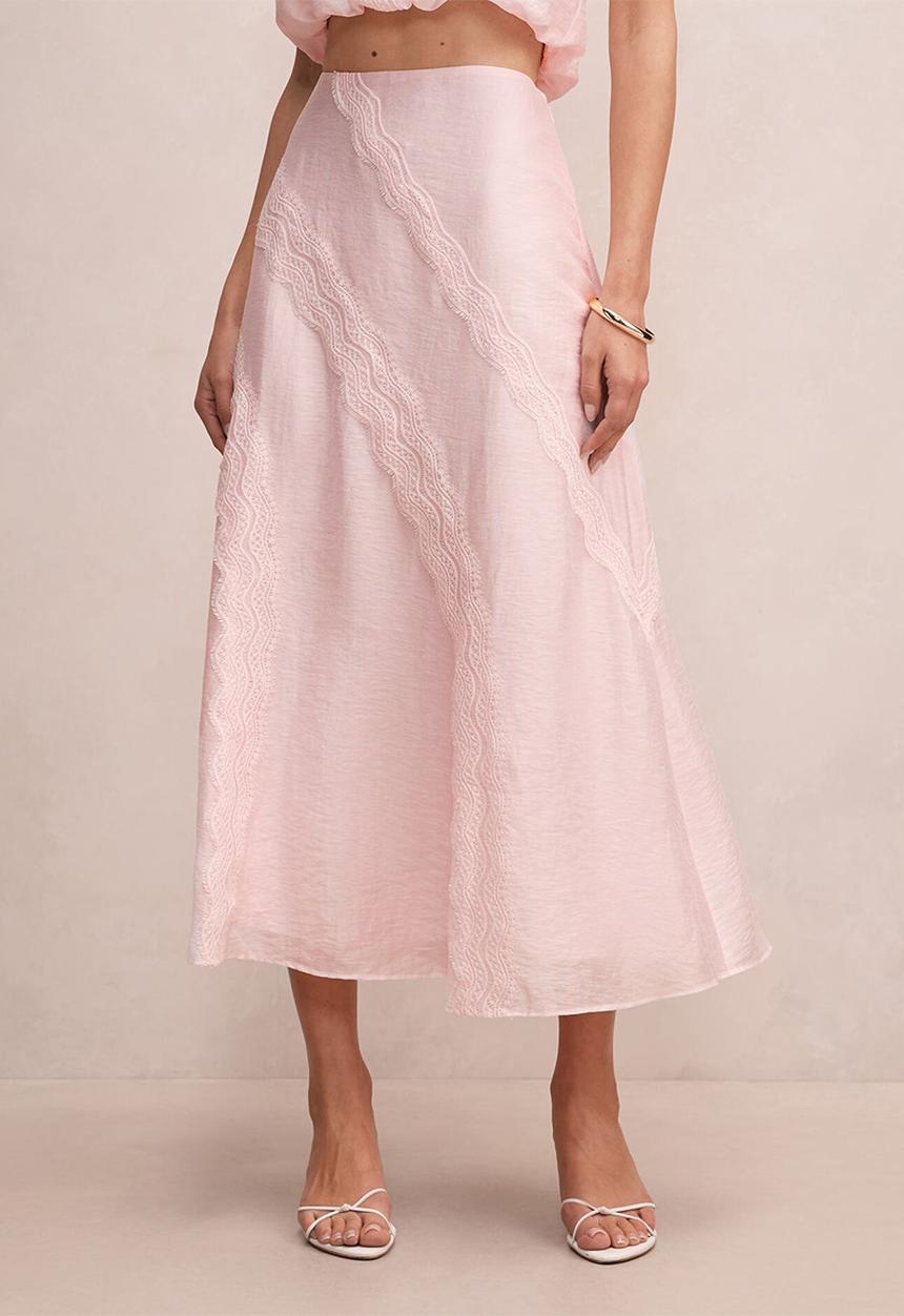 Forever New - Maeve lace detail skirt in primrose pink co-ord