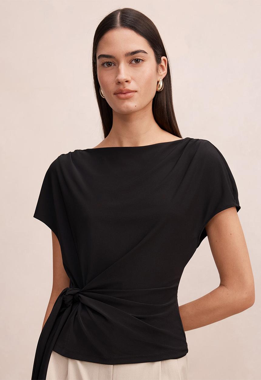 Forever New - Celine tie detail top in black