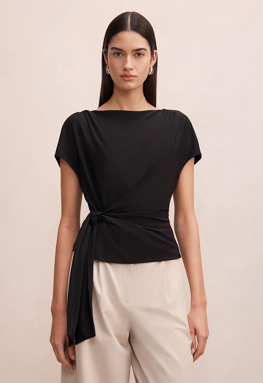Forever New - Celine tie detail top in black