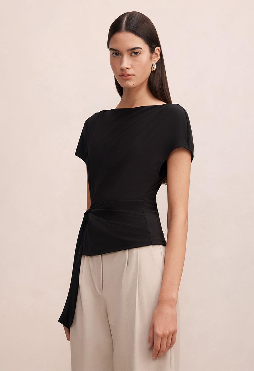 Forever New - Celine tie detail top in black