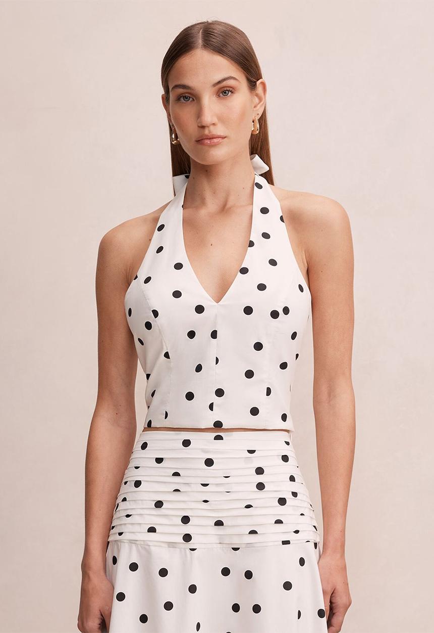 Forever New - Magnolia polka dot halter top in marseille spot co-ord