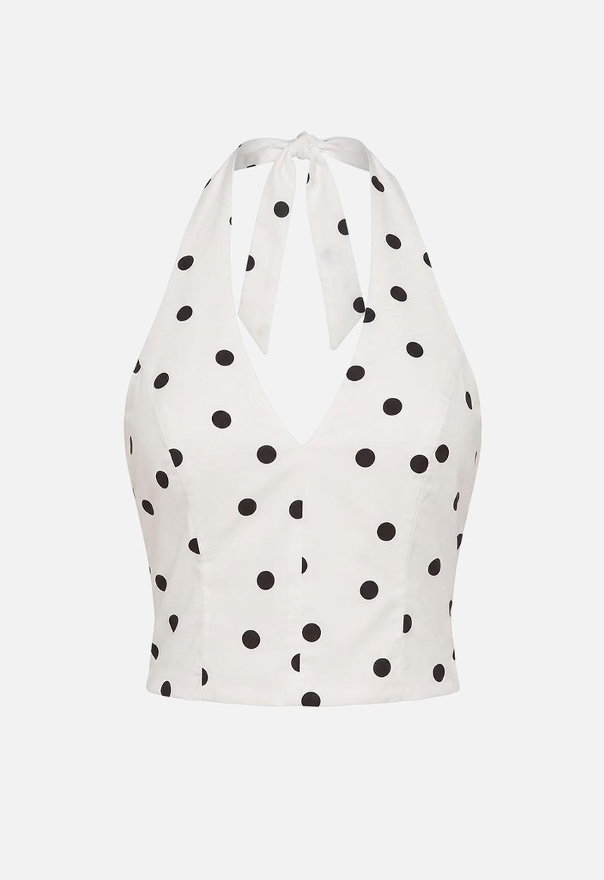 Forever New - Magnolia polka dot halter top in marseille spot co-ord