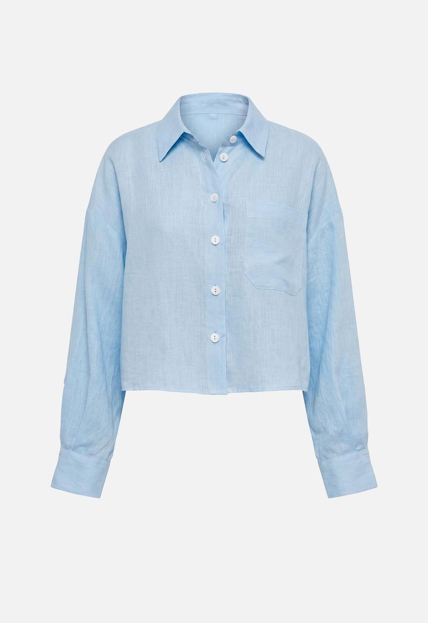 Forever New - Bowie cropped shirt in soft blue