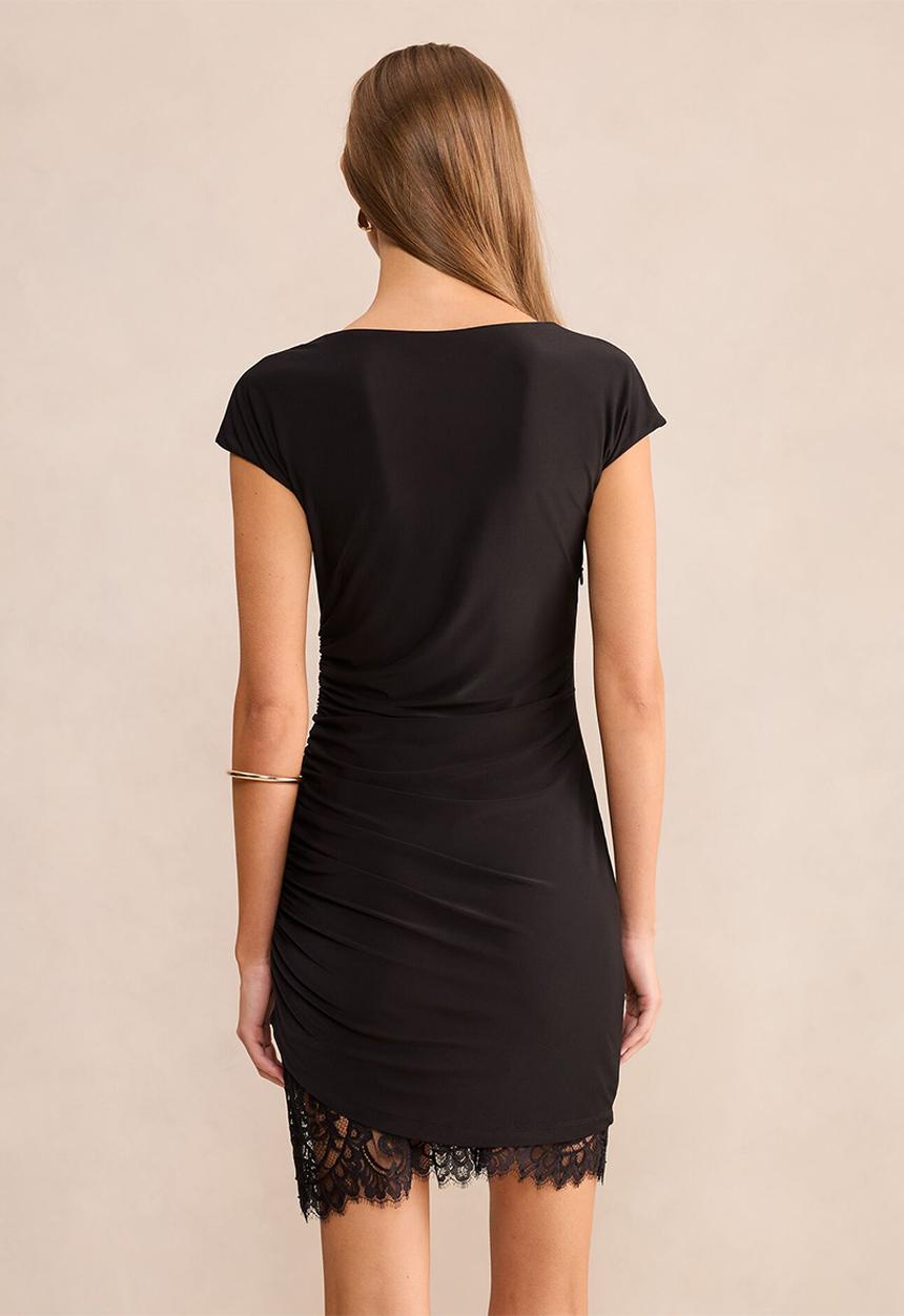 Forever New - Eloise short sleeve lace mini dress in black