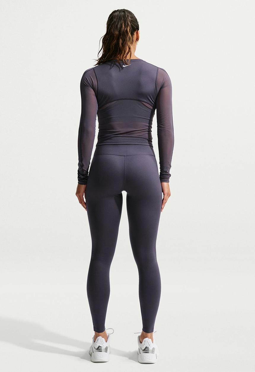 Nike - W Nk One Seamless Front High-Waisted Full-Length Leggings - Gridiron/White