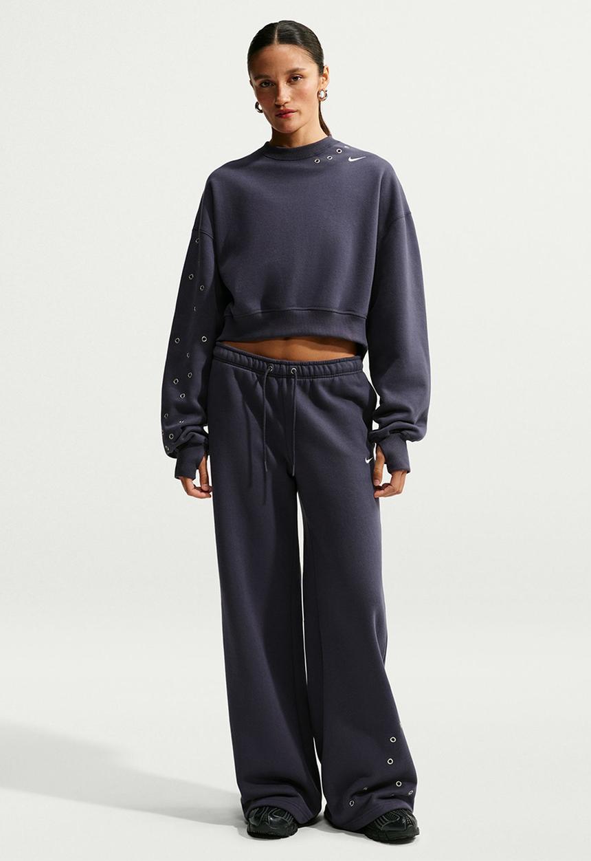 Nike - W Nike Studio Fleece Medium Weight Oversized Crop Crew - Gridiron/Sail