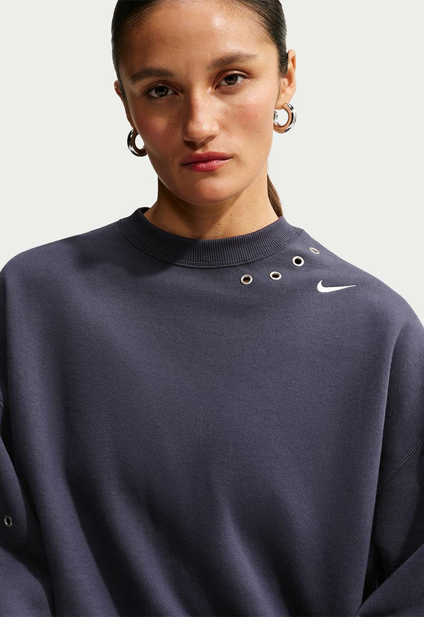 Nike - W Nike Studio Fleece Medium Weight Oversized Crop Crew - Gridiron/Sail