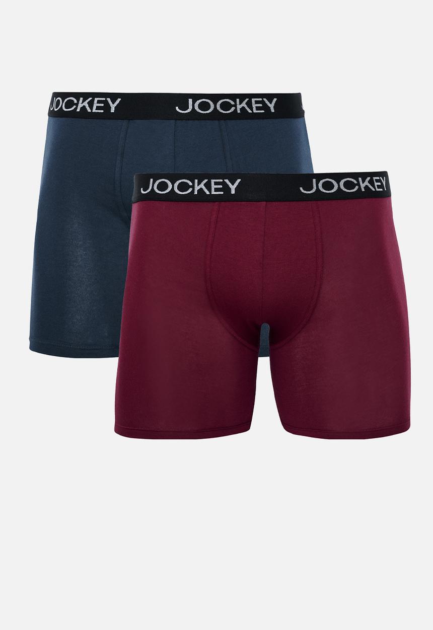 Jockey - 2 Pack Everyday Long Leg Trunk - Navy & Burgundy