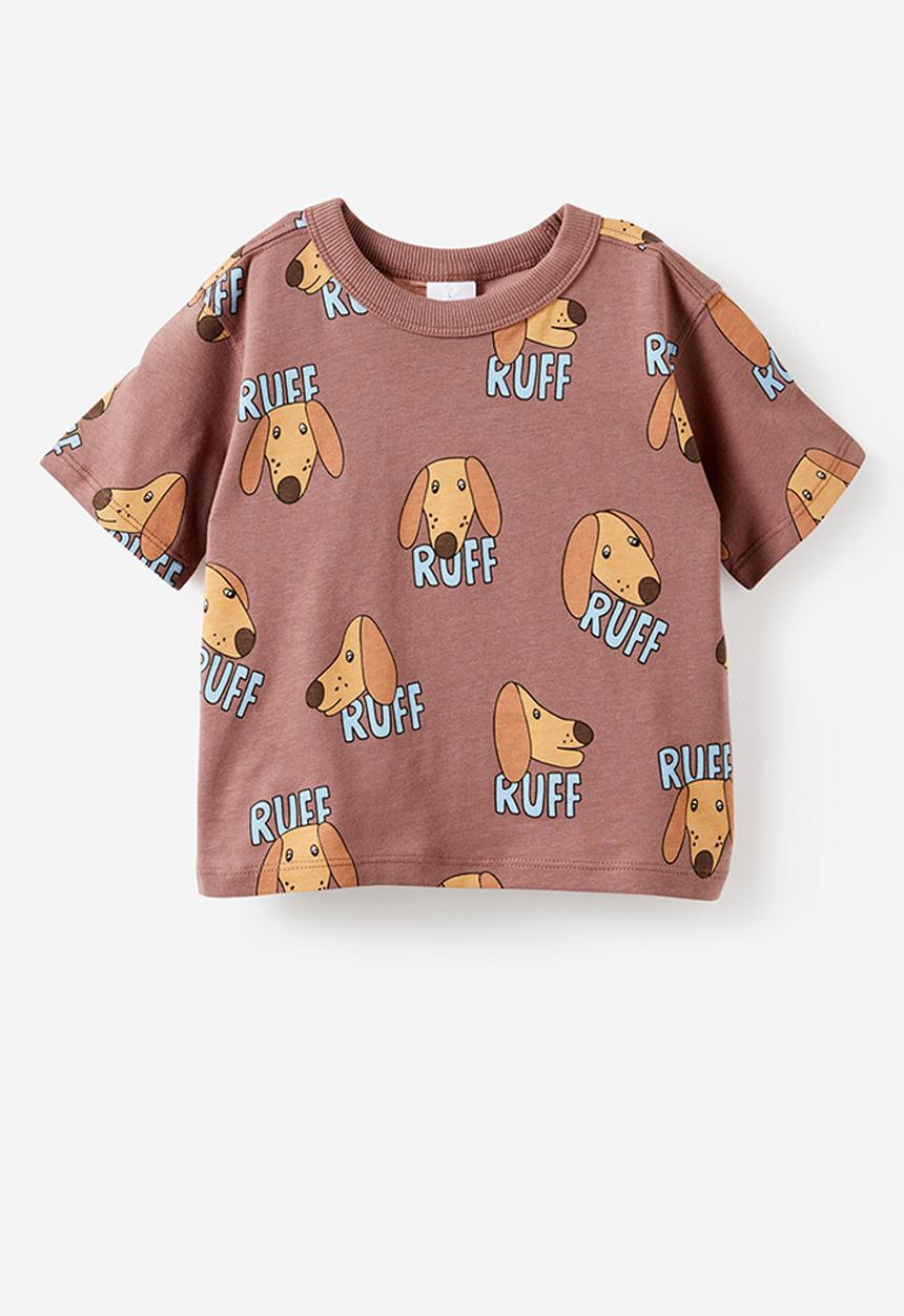 Cotton On - Baby Essential Short Sleeve Graphic Tee - Light Brown/Ruff
