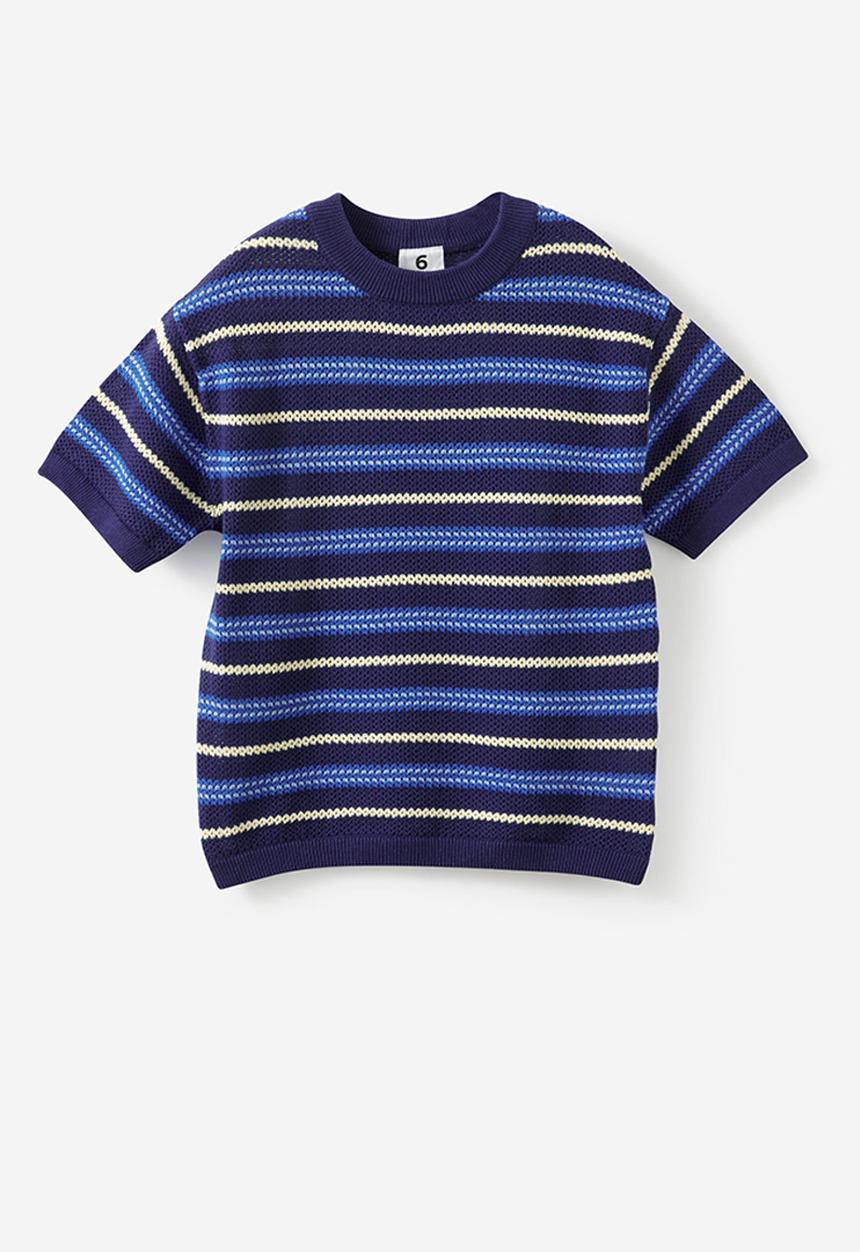 Cotton On - Oversized Knit T-shirt - Denim Navy/Cloud Blue/Baby Yellow