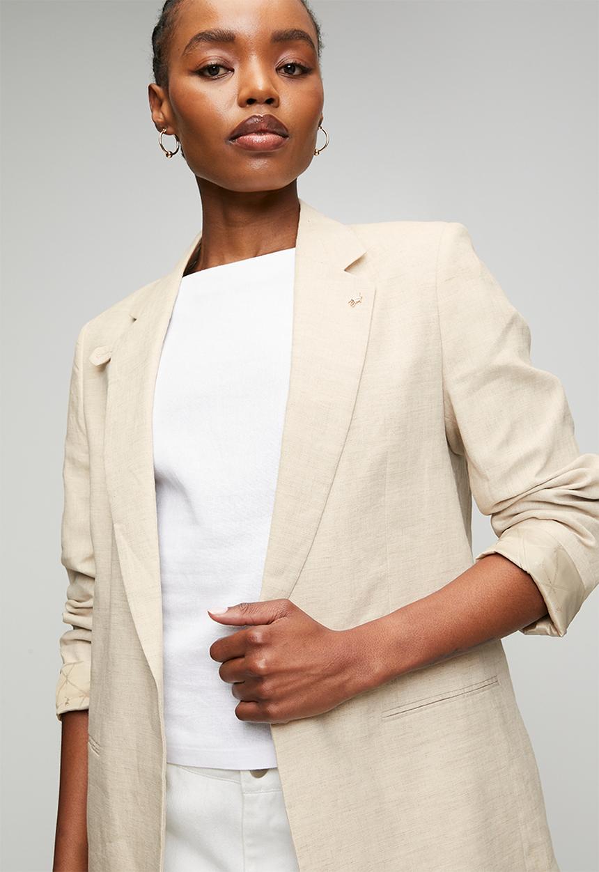POLO - Wmn Tia Ls Relaxed Linen Blazer - Natural