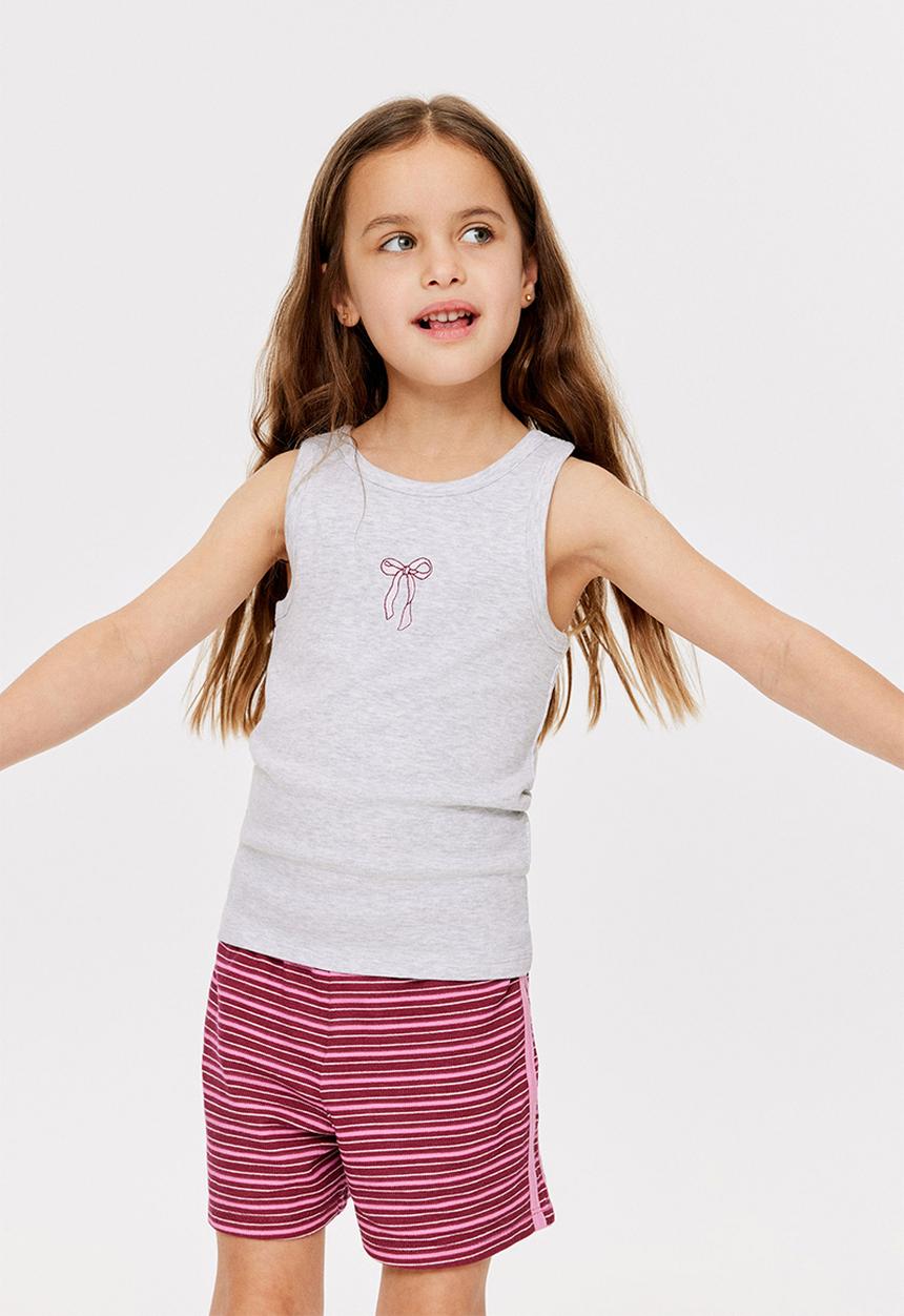 Cotton On - Fitted Essential Racer Back Tank - Grey Marle/Bow