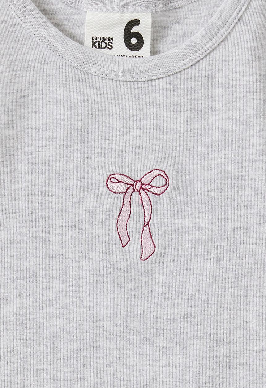Cotton On - Fitted Essential Racer Back Tank - Grey Marle/Bow