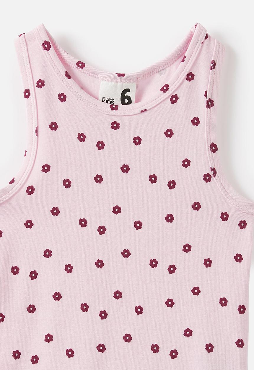 Cotton On - Fitted Essential Racer Back Tank - Ballet Pink/Ditsy Floral