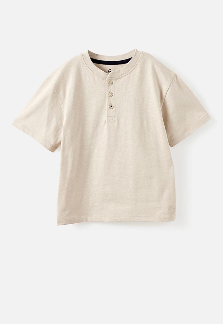 Cotton On - Slub Henley Tee - Rainy Day