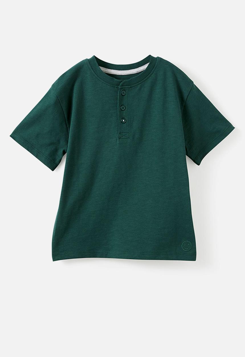 Cotton On - Slub Henley Tee - Winter Jade