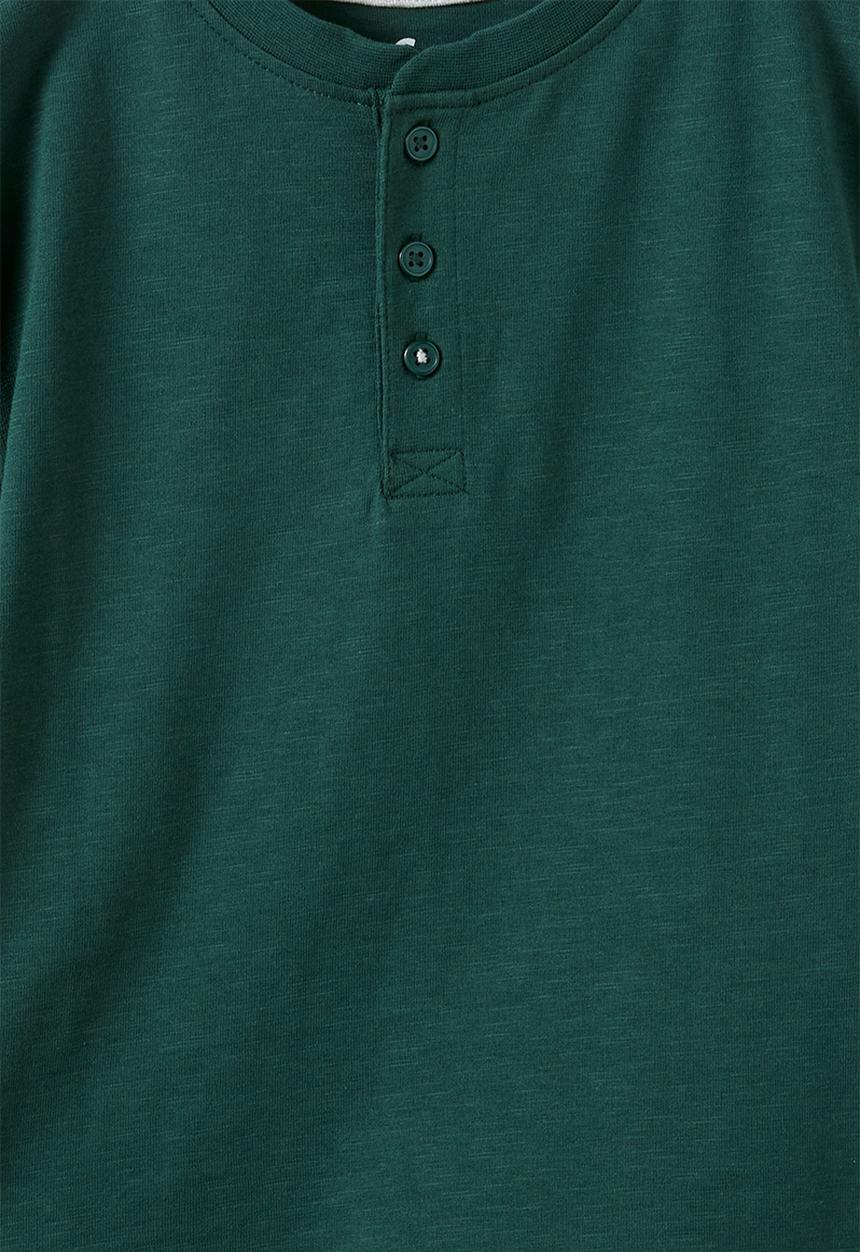Cotton On - Slub Henley Tee - Winter Jade