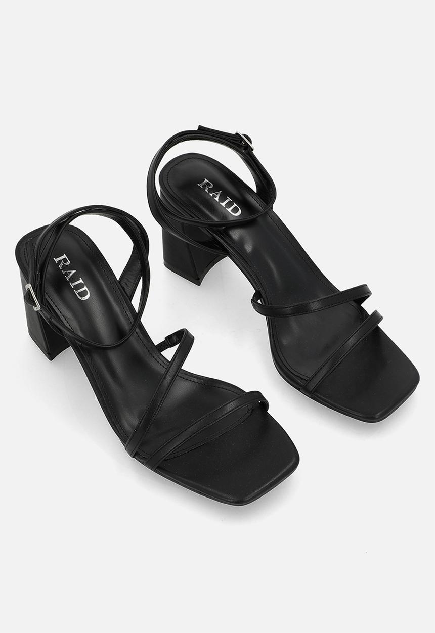 Raid London - Vina block heel ankle strap - black