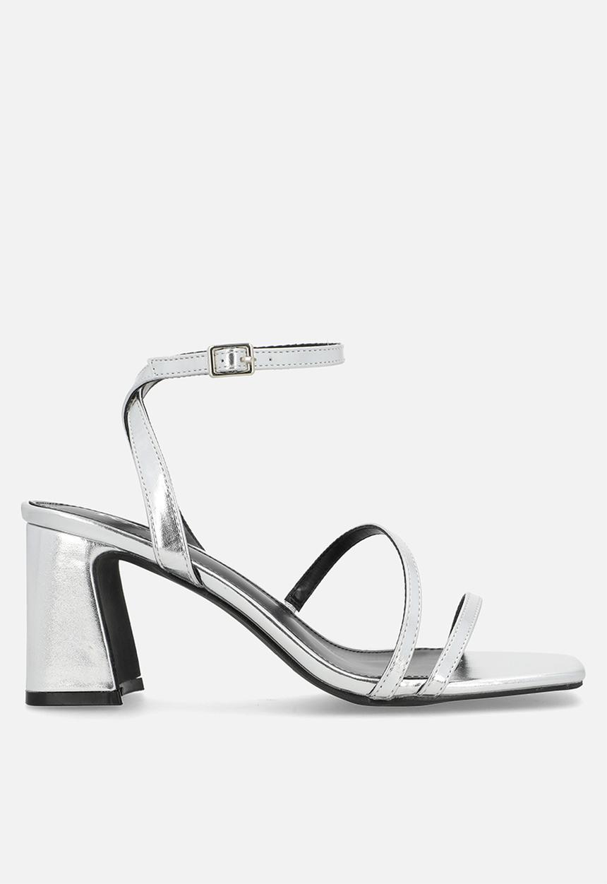 Raid London - Vina block heel ankle strap - silver
