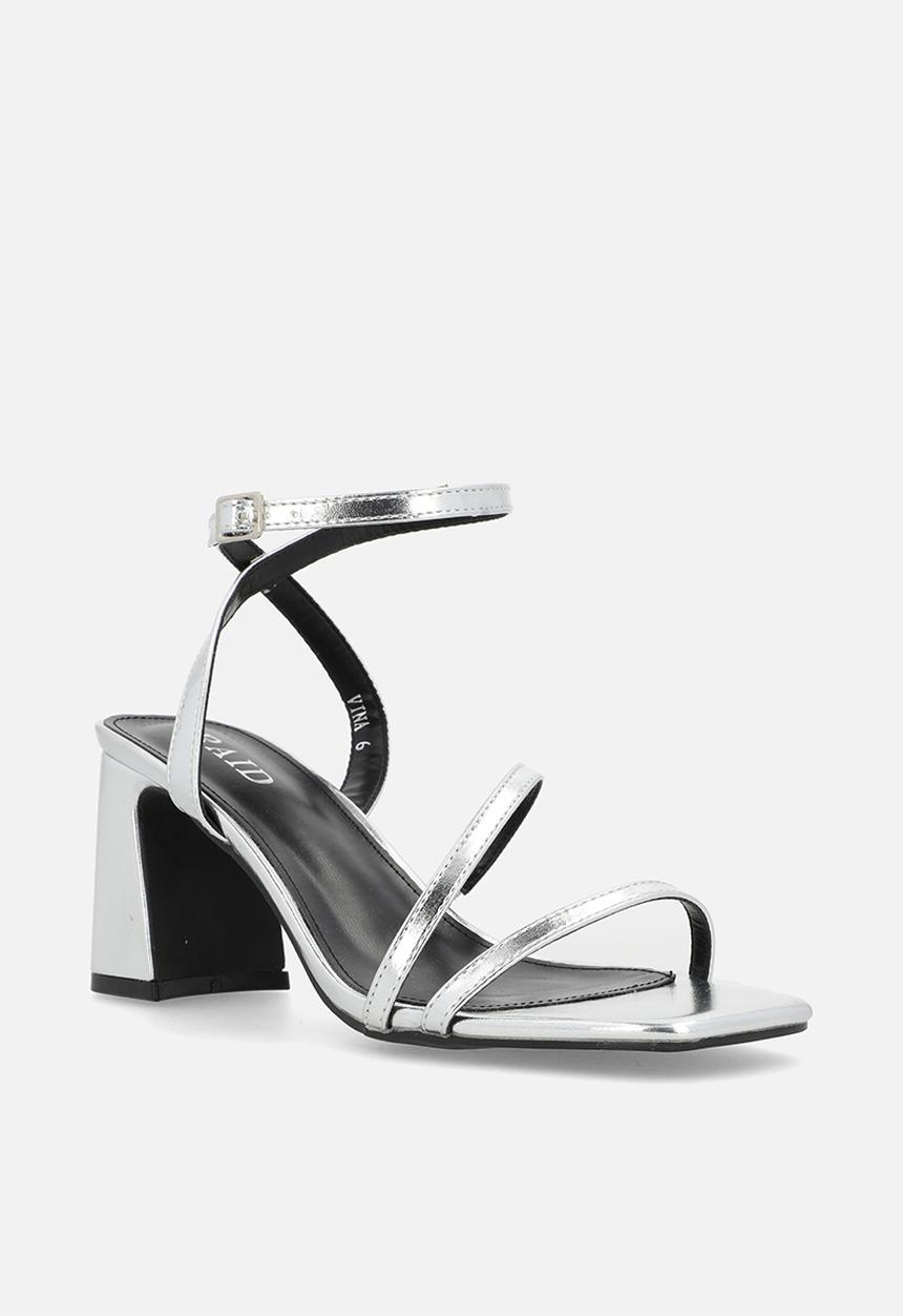 Raid London - Vina block heel ankle strap - silver