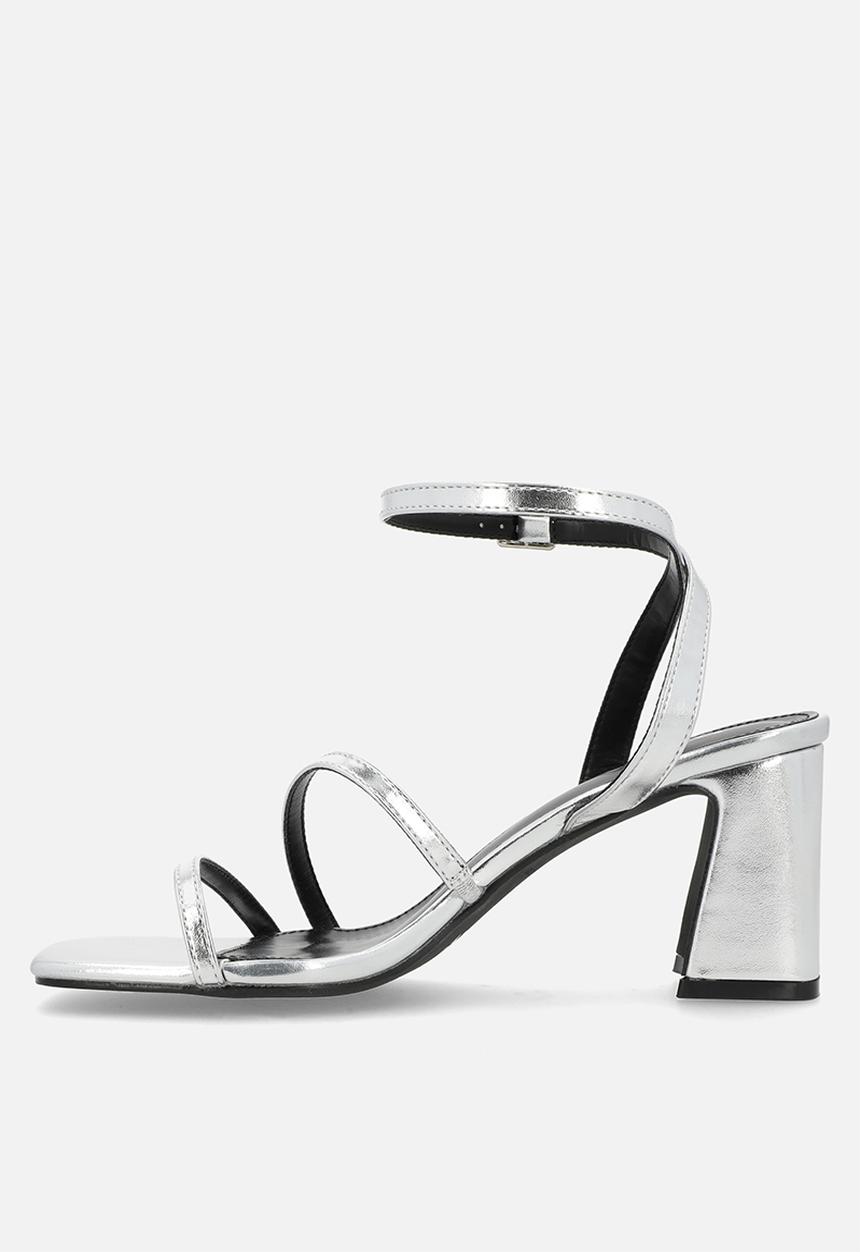 Raid London - Vina block heel ankle strap - silver