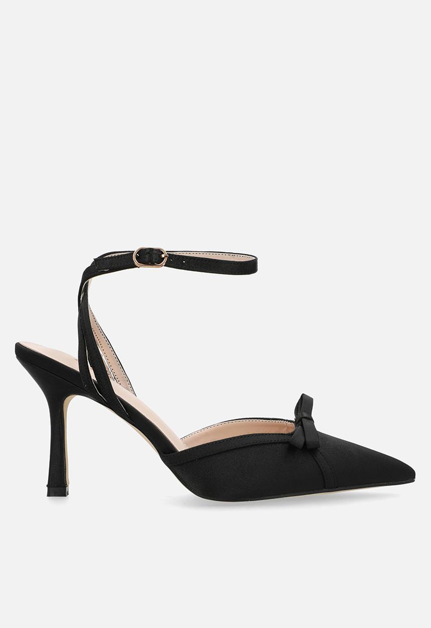 Raid London - Arlene stiletto heel ankle strap - black satin