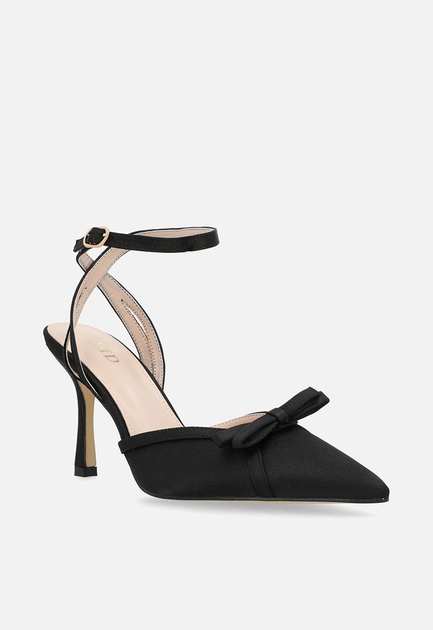 Raid London - Arlene stiletto heel ankle strap - black satin