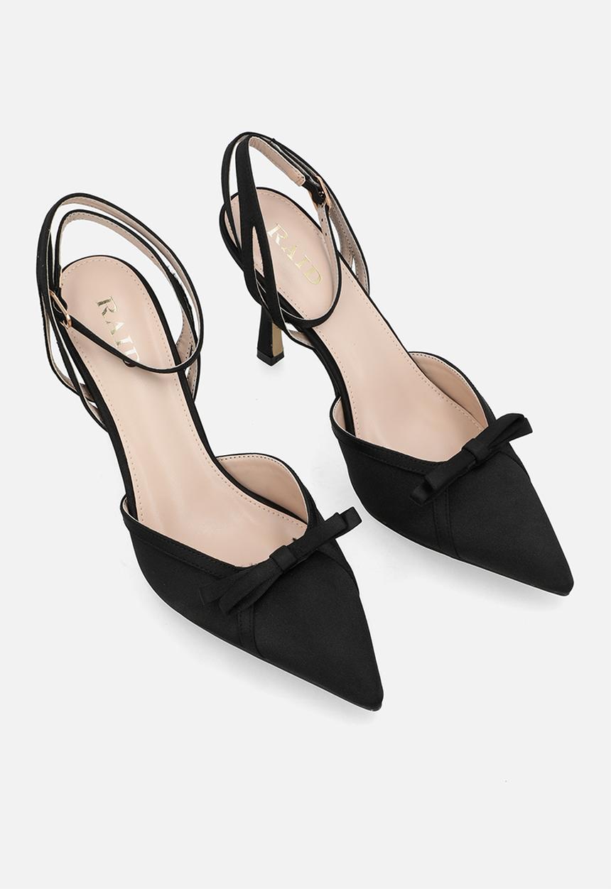 Raid London - Arlene stiletto heel ankle strap - black satin