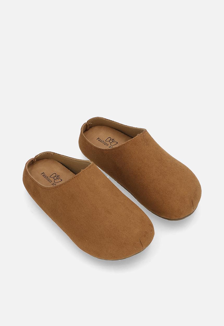 Pop Candy - Suedette mule shoes - khaki brown