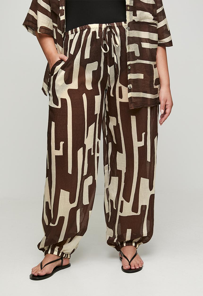 Me&B - Plus Ballon Shape Harem Pant - ChocBanana