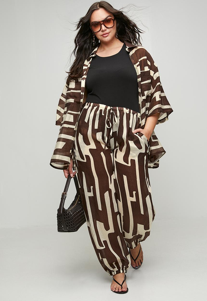 Me&B - Plus Ballon Shape Harem Pant - ChocBanana