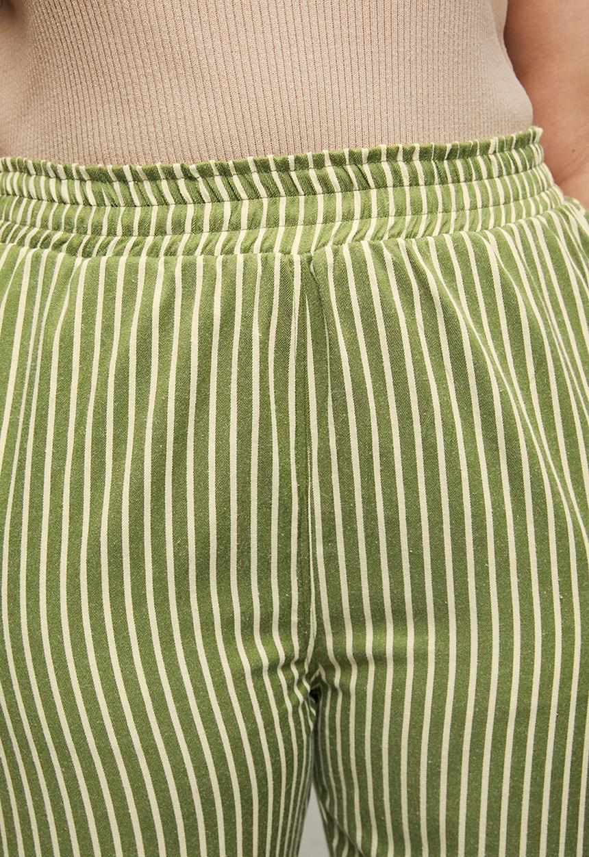 Me&B - Plus Stripe Tapered Leg With Contrast Panel - Green