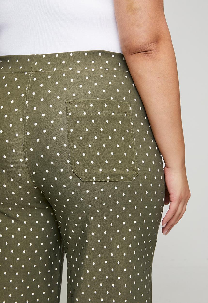 Me&B - Plus Bengaline Wide Leg Crop Pant - Green