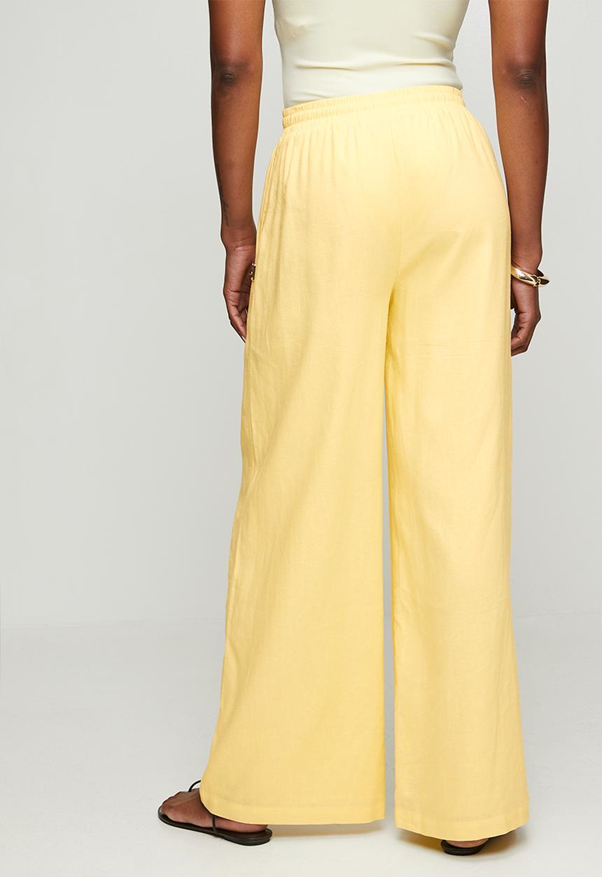 Steve Madden - Ladies walker wideleg linen pants - soft yellow