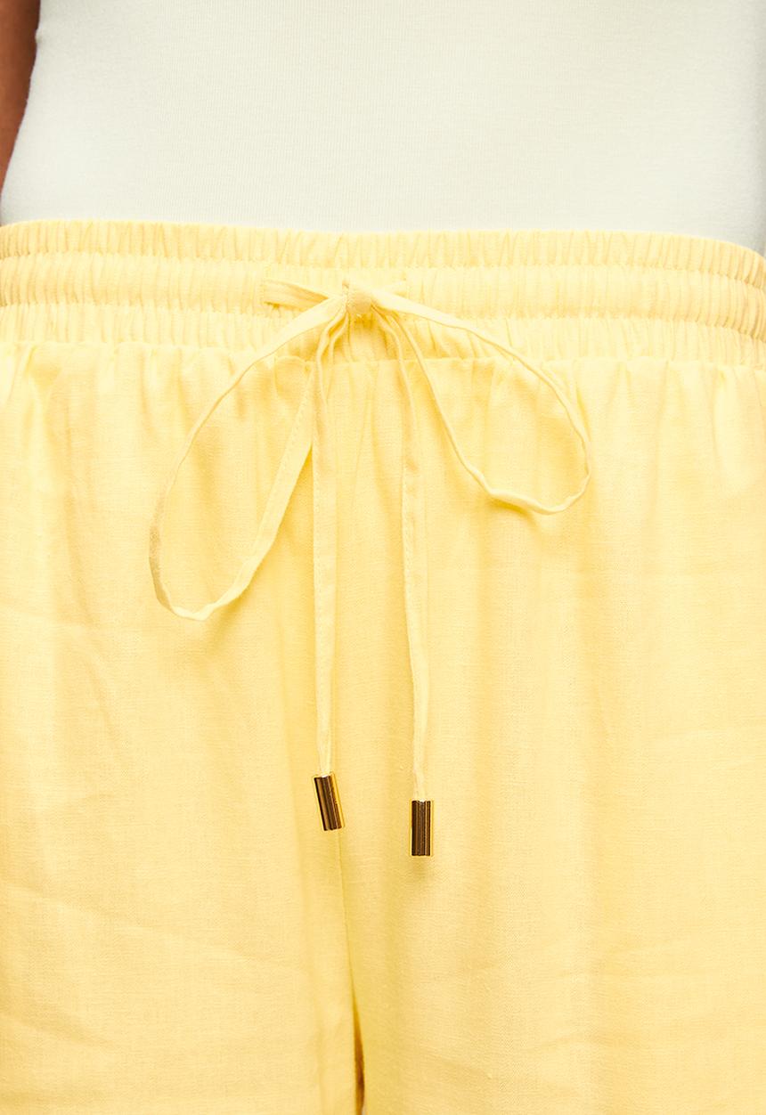 Steve Madden - Ladies walker wideleg linen pants - soft yellow