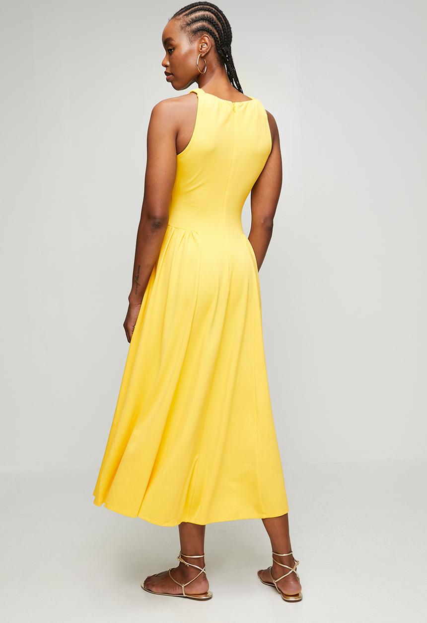 Steve Madden - Ladies iris halter neck midi dress - yellow