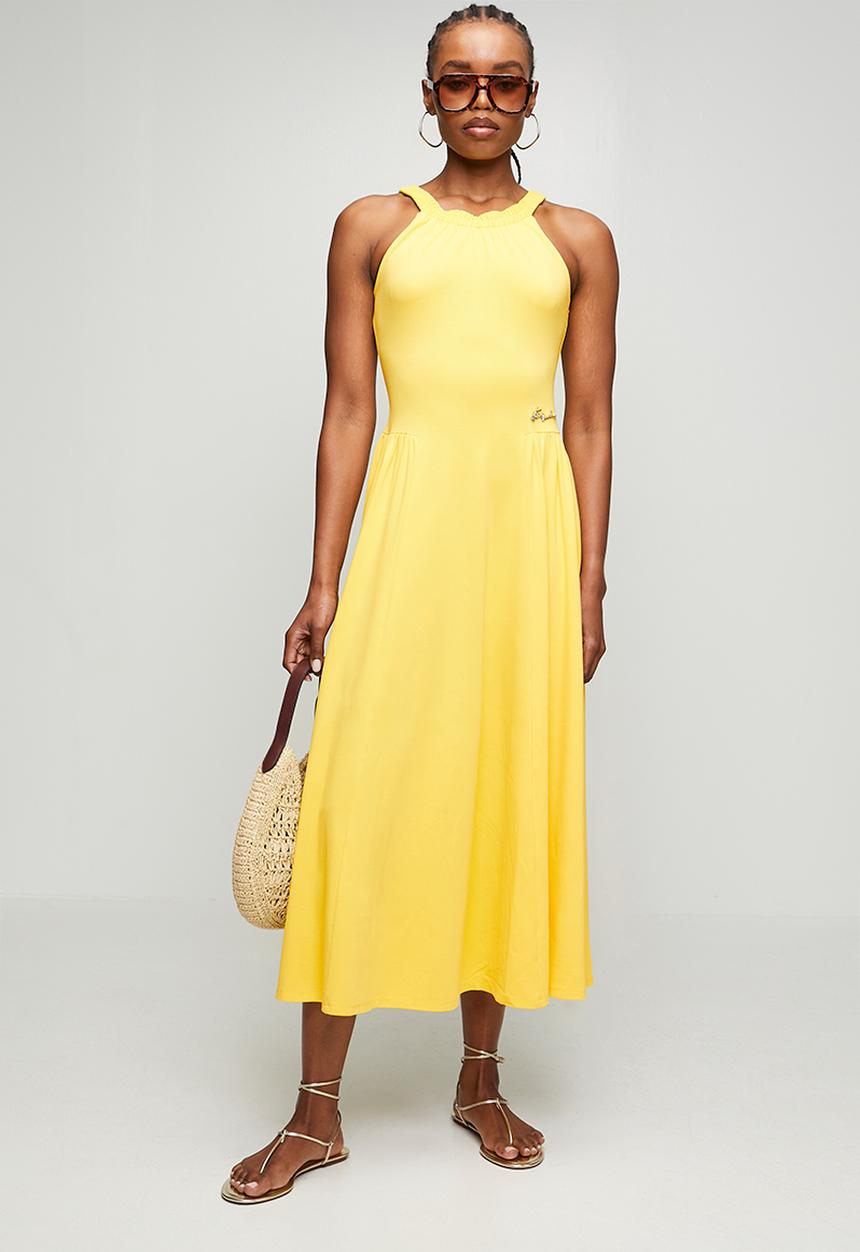 Steve Madden - Ladies iris halter neck midi dress - yellow