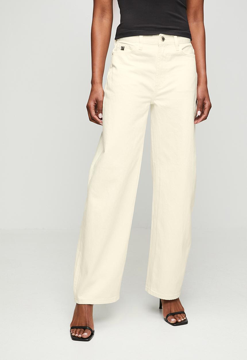 Steve Madden - Ladies maddie mid-rise white barrel leg - white