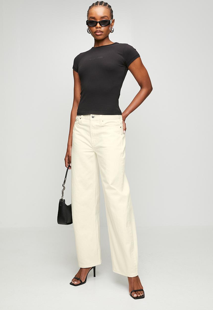 Steve Madden - Ladies maddie mid-rise white barrel leg - white